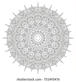 Hand drawn element. Black and white. Mandala. Vector illustration