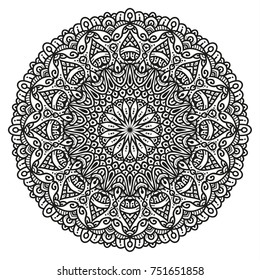 Hand drawn element. Black and white. Mandala. Vector illustration