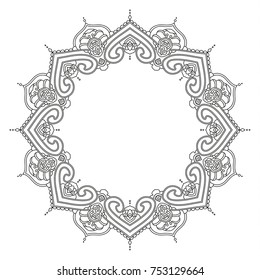 Hand drawn element. Black and white. Mandala. Vector illustration.