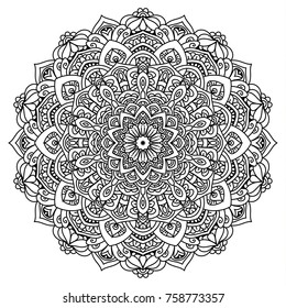 Hand drawn element. Black and white. Mandala. Vector illustration.