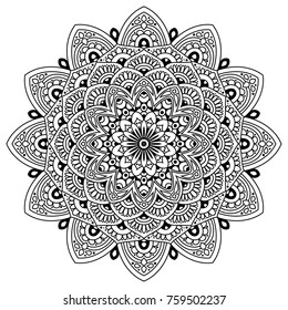 Hand drawn element. Black and white. Mandala. Vector illustration.