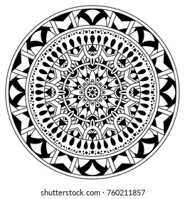 Hand drawn element. Black and white. Mandala. Vector illustration.
