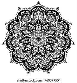Hand drawn element. Black and white. Mandala. Vector illustration. Perfect for coloring pages.