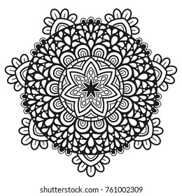 Hand drawn element. Black and white. Mandala. Vector illustration. Perfect for coloring pages.