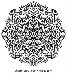 Hand drawn element. Black and white. Mandala. Vector illustration. Perfect for coloring pages.