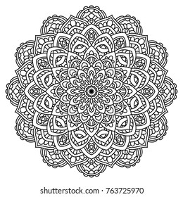 Hand drawn element. Black and white. Mandala. Vector illustration. Perfect for coloring pages.