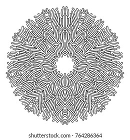 Hand drawn element. Black and white. Mandala. Vector illustration. Perfect for coloring pages.