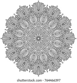 Hand drawn element. Black and white. Mandala. Vector illustration. Perfect for coloring pages.