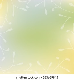 Hand drawn element for design. Floral frame on blurred background.