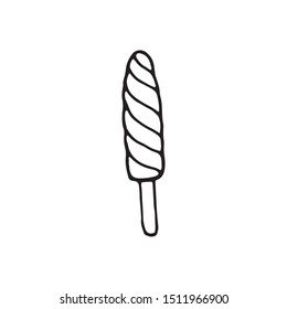 Hand drawn element ice cream for greeting cards, posters, recipe, culinary design. Isolated on white background. Doodle vector illustration.