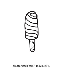 Hand drawn element ice cream for greeting cards, posters, recipe, culinary design. Isolated on white background. Doodle vector illustration.