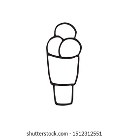 Hand drawn element ice cream for greeting cards, posters, recipe, culinary design. Isolated on white background. Doodle vector illustration.