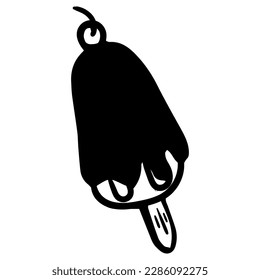 Hand drawn element ice cream for greeting cards, posters, recipe, culinary design. Isolated on white background. Doodle vector illustration.