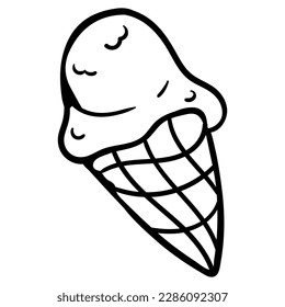 Handgezeichnetes Eis für Grußkarten, Plakate, Rezepte, kulinarisches Design. Einzeln auf weißem Hintergrund. Doodle, Vektorgrafik.