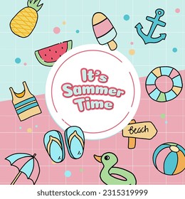 hand drawn element illustration for summer season