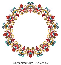 Hand drawn element. Ornate colored frame. Vector illustration.