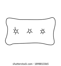 Hand drawn element, vector illustration in black color isolated on white background. Pillow, doodle.