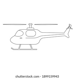 Hand drawn element, vector illustration in black color isolated on white background. Helicopter, doodles.