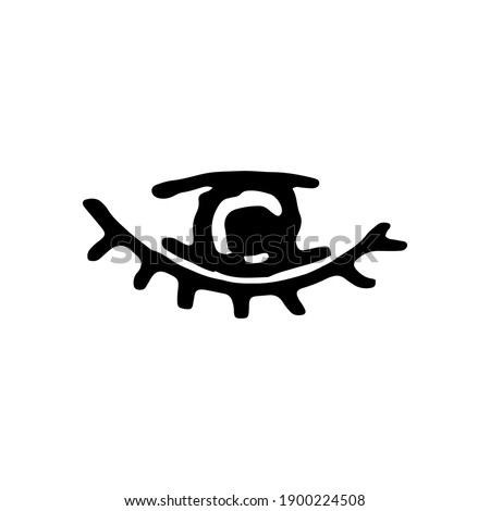 Hand drawn element, vector illustration in black color isolated on white background. Eye occult, doodle.