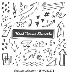 Hand drawn elements, arrow, swish, emphasis doodles