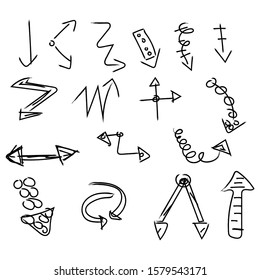 Hand drawn elements, arrow, swish, emphasis doodles.  Isolated freehand pointers.