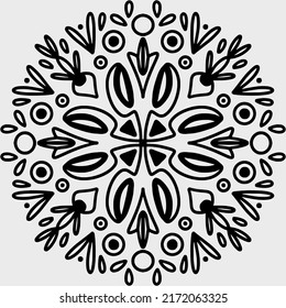 Elementos dibujados a mano. Mandala negra.