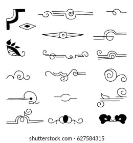 hand drawn elements, frames, borders, corners. Vector