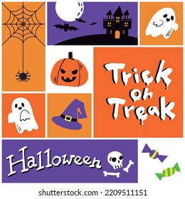 Hand drawn elements and lettering for Halloween.