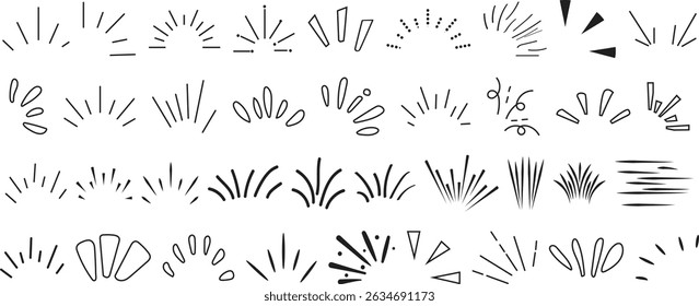 Hand Drawn Elements for Light Effects and Decorations Hand Drawn Elements for Light Effects and Decorations Doodle line sparkle vector set