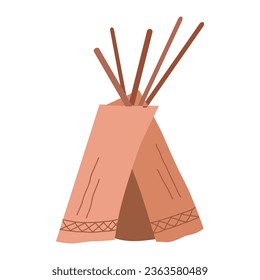 Hand drawn elements. Lodgings wigwam wild tribe. Poster design, flyer. Vector illustration.