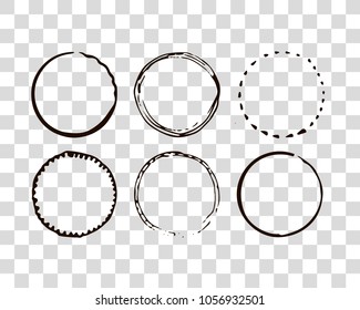 Hand drawn elements for logotype with  circles, isolated on background and easy to use. Vector illustration. Round logo.