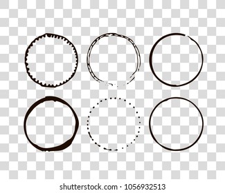 Hand drawn elements for logotype with  circles, isolated on background and easy to use. Vector illustration. Round logo.