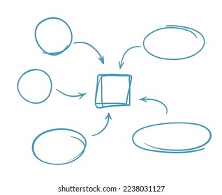 Hand drawn elements on isolated white. Hand drawn sketches for your business. Abstract quick frames and arrows. Schematic plan