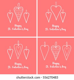 Hand drawn elements for Saint Valentines day and romance theme. Elements for greeting card - pictograms of love in vector illustration. 