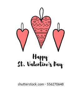 Hand drawn elements for Saint Valentines day and romance theme. Elements for greeting card - pictograms of love in vector illustration. 