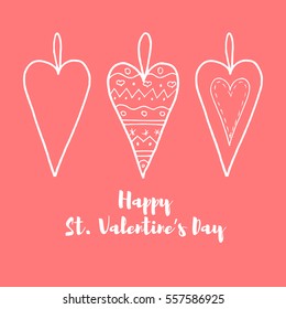 Hand drawn elements for Saint Valentines day and romance theme. Elements for greeting card - pictograms of love in vector illustration. 