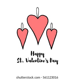 Hand drawn elements for Saint Valentines day and romance theme. Elements for greeting card - pictograms of love in vector illustration. 