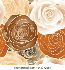 Hand drawn elements. Seamless background pattern. Vector illustration. Roses multicolored.