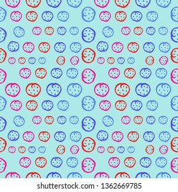 hand drawn elements seamless pattern. colorful vector illustration on blue background