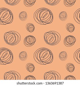 hand drawn elements seamless pattern. vector illustration on orange background