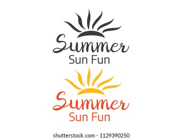 Hand drawn elements for Summer. Vintage summer logo.