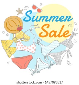 Hand drawn elements vector summer swimwear