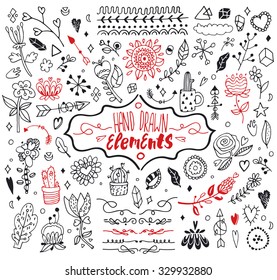 Hand Drawn Elements for your design. Isolated.