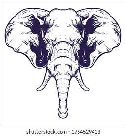 hand drawn elephant artwork tattoo illustration