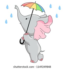 Hand drawn elephant cute character. Vector design element for children's clothes, baby t-shirt design, baby shower