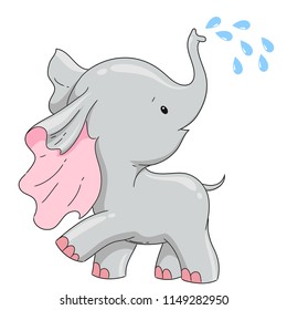 Hand drawn elephant cute character. Vector design element for children's clothes, baby t-shirt design, baby shower