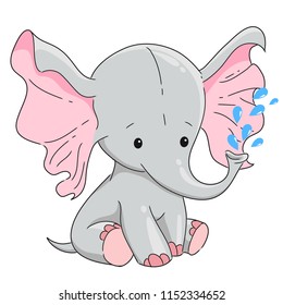 Hand drawn elephant cute character. Vector design element for children's clothes, baby t-shirt design, baby shower