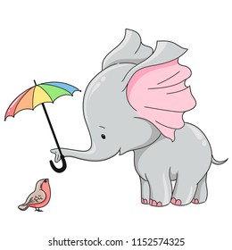 Hand drawn elephant cute character. Vector design element for children's clothes, baby t-shirt design, baby shower