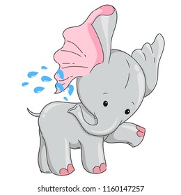 Hand drawn elephant cute character. Vector design element for children's clothes, baby t-shirt design, baby shower