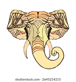 Hand drawn Elephant Head. Indian god Lord hindu deity Ganesha. 